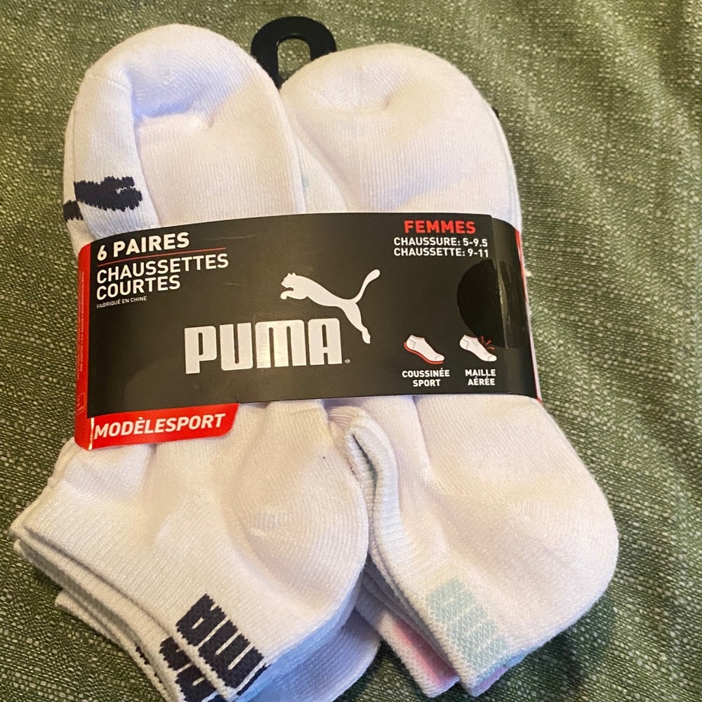Puma Women's White Low Cut Athletic Socks - 6 Pack - Picture 5 of 6